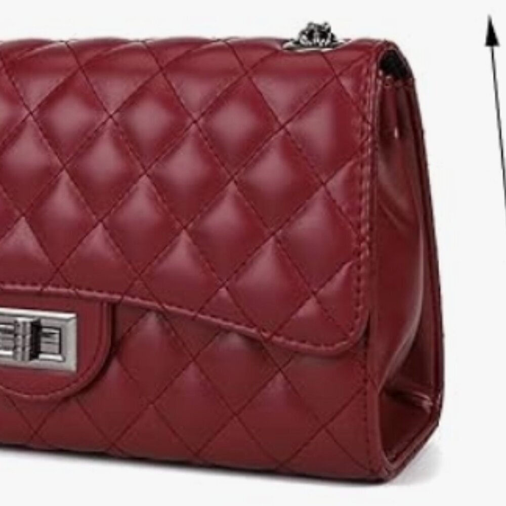 Quilted Crossbody Shoulder Bag with Chain Red NWT - Picture 5 of 5